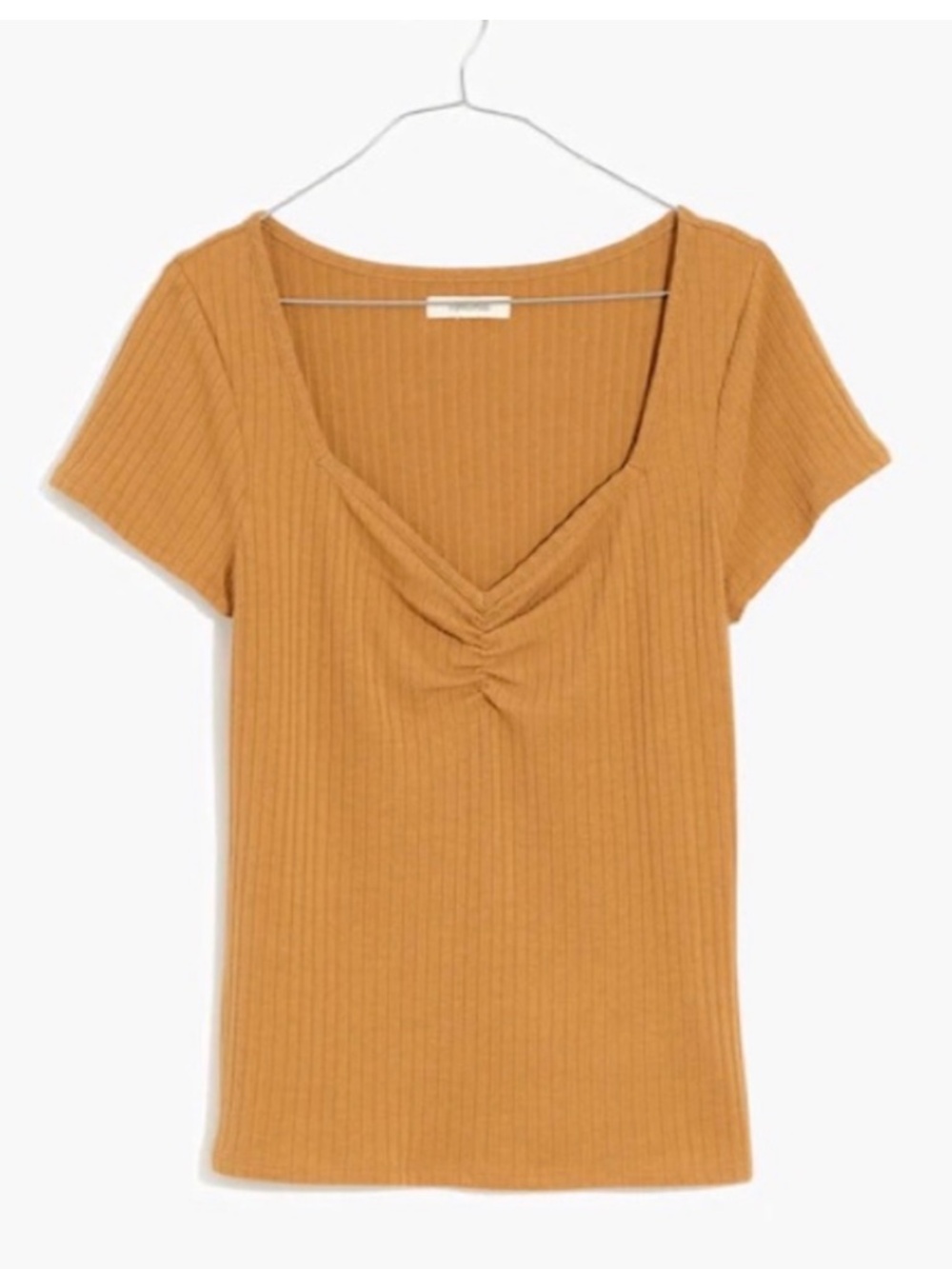 Madewell Ribbed Sweatheart Top in Toffee Size L